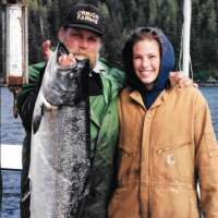 My first fishing trip to Alaska. Pictured with my dad and a salmon he landed while on our friends boat, "The Salmon Spirit". 