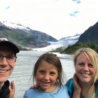 The family at Mendenhall Glacier, Juneau 2018