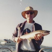 Successful day fishing for Lake Washington sockeye with Steve Hoag (MS, 1968), 1996 or 1997.