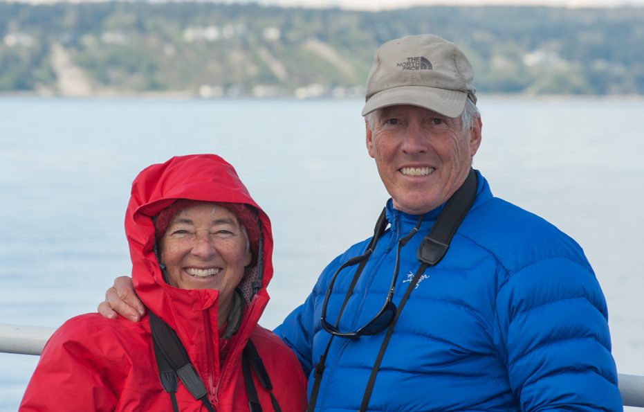 David and Jan on a whale watching trip, circa 2016.