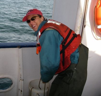 Jessica on an ocean survey off the Oregon and Washington coast on the F/V Frosti to collect juvenile Pacific salmon with colleagues from NOAA’s Northwest Fisheries Science Center. 