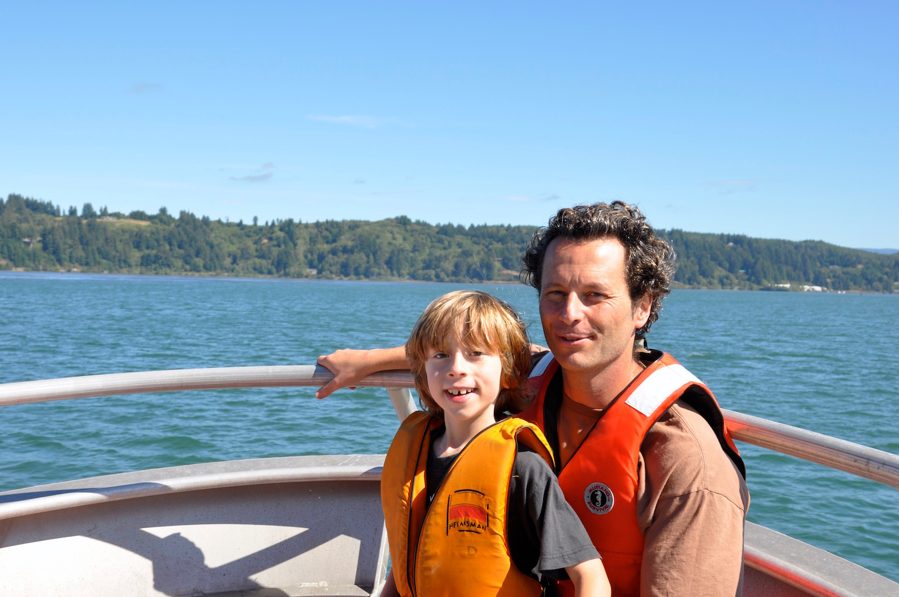 Lorenzo and his son (Luca) and I on the OSU R/V Elakha, in the Yaquina Bay.