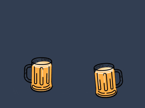 short clip of two mugs cheers
