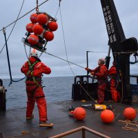 Researchers lowering the Chukchi Ecosystem Observatory (CEO) innto the Chukchi Sea. University of Alaska Fairbanks