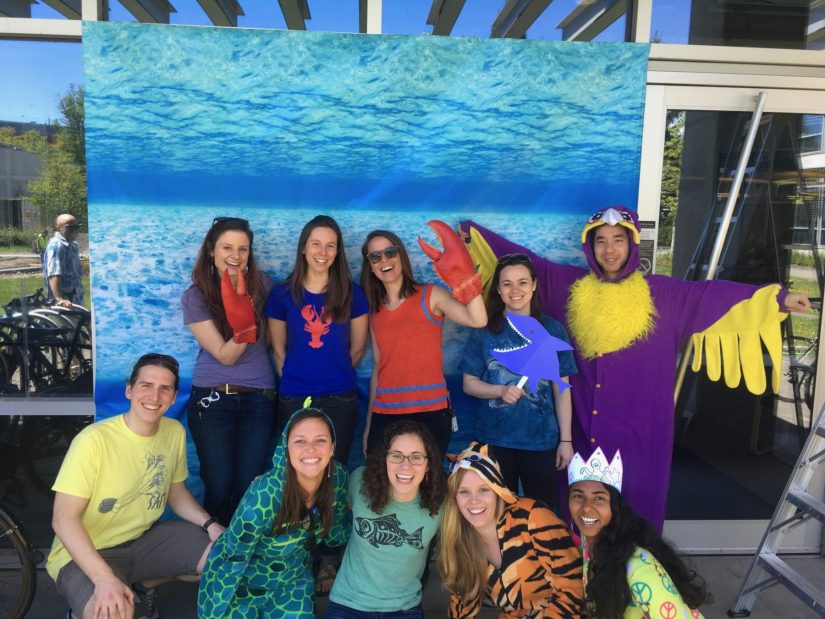 Laura and classmates dressed as a variety of sea creatures during the SAFS 2017 spring picnic