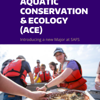 ACE Major poster with a photo of a student on a boat holding a fish