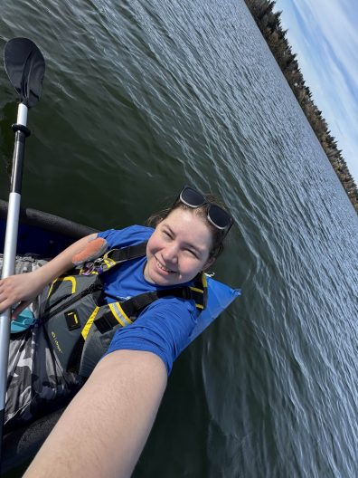 Andy Gardner takes a selfie on a kayak